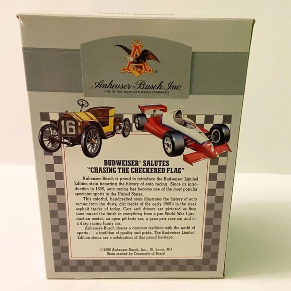 Vintage 1991 Anheuser Busch Budweiser Stein Chasing the Checkered  Flag Racing - Picture 4 of 12